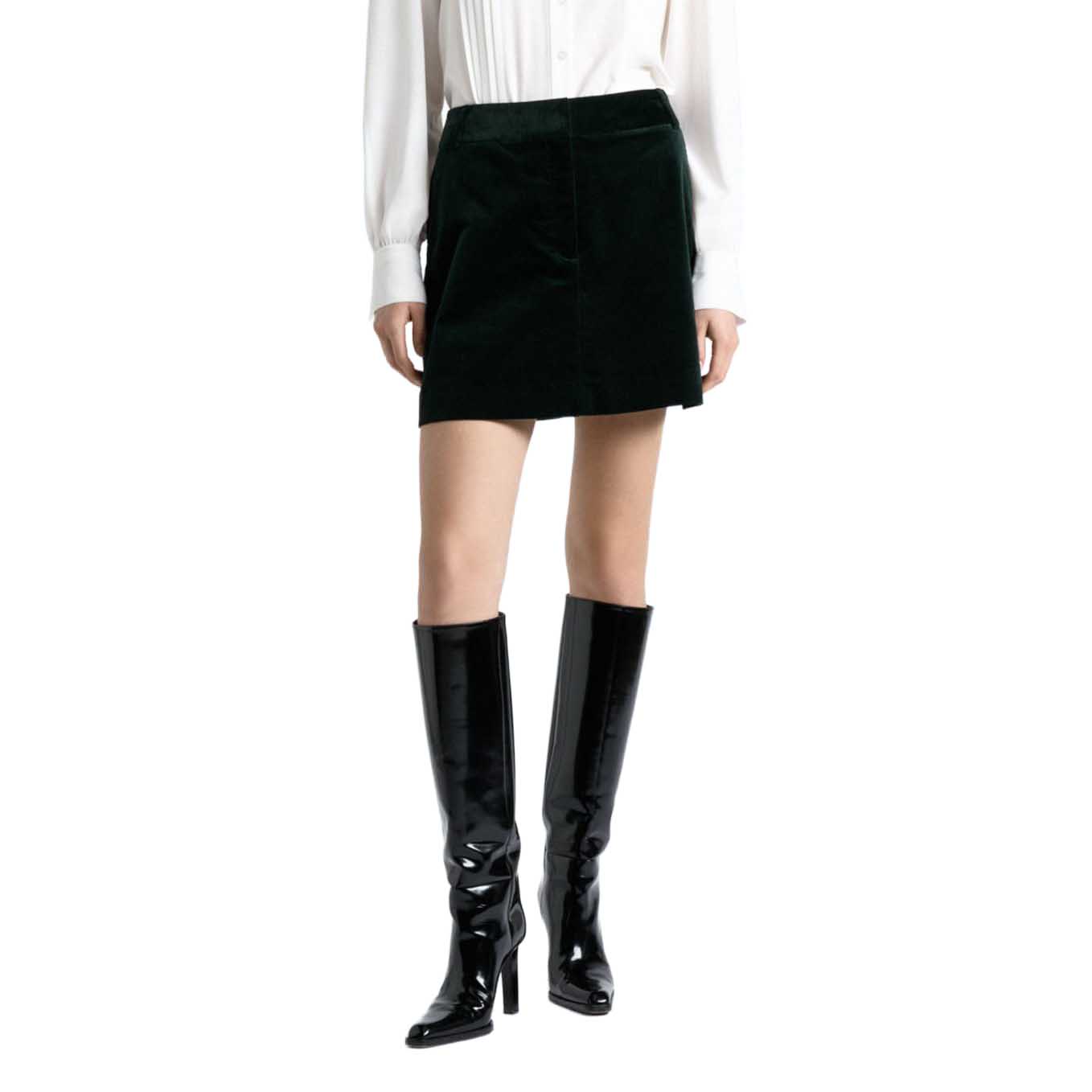 Cue Jade Stretch Velvet Mini Skirt